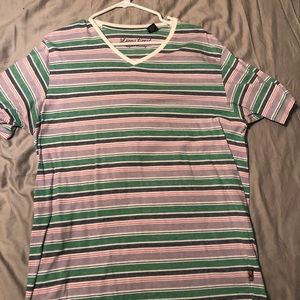Lions crest striped v neck t shirt